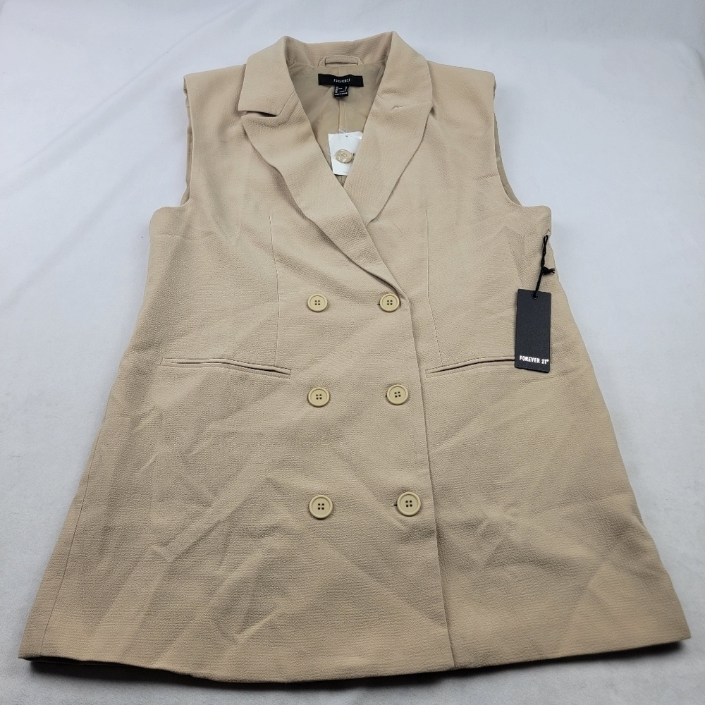 NWT Forever 21 sleeveless double breasted jacket with light shoulder pad / vest - Picture 5 of 9